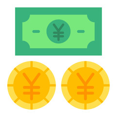 Obraz premium Yen Currency Flat Icon