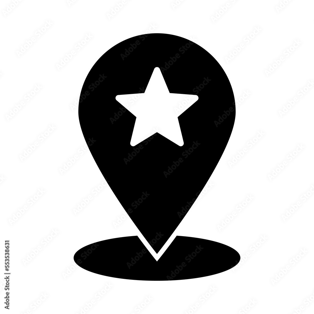 Aufkleber favorite place map pointer icon. maps pin with star icon. map pointer with star icon.