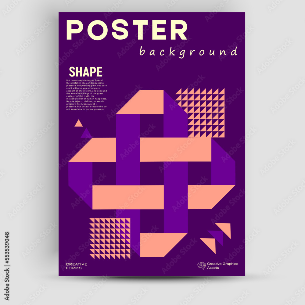 Poster meta modern aesthetics of swiss design poster collection layout. brutalist-inspired vector graphics 