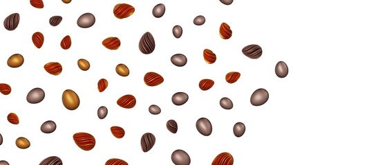 3d render illustration. Set of chocolate easter eggs