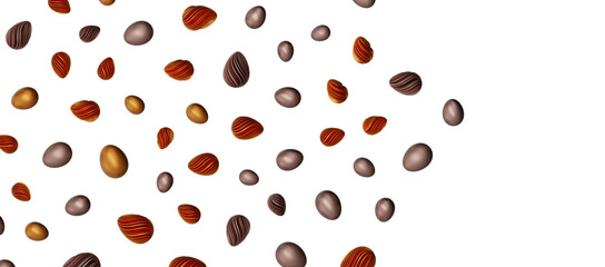 3d render illustration. Set of chocolate easter eggs