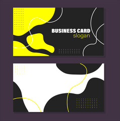business card template business card design for company. contact and all information about brand vector. black,yellow and white card
