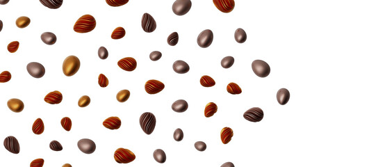 3d render illustration. Set of chocolate easter eggs