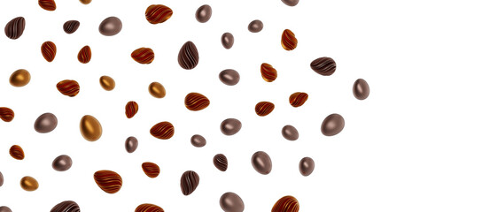 3d render illustration. Set of chocolate easter eggs