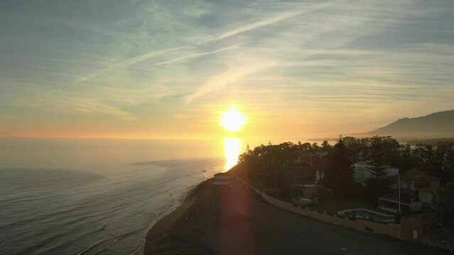 Beautiful sunset. Sea. Sky. Waves. in Marbella , Cost del sol