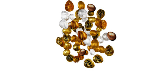 3d rendering of Easter elegant eggs with gold paint
