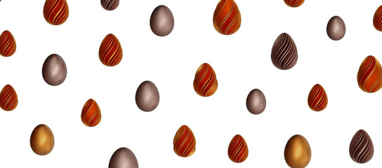 3d rendering of Easter elegant eggs with gold paint