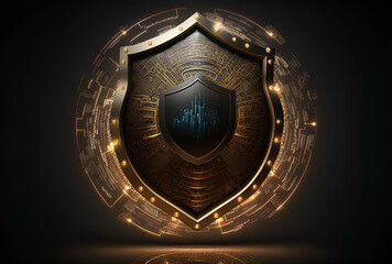 Fototapeta premium Security of the digital communication network against a black background. Generative AI