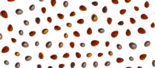 3d rendering of Easter elegant eggs with gold paint