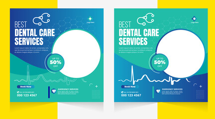 Medical healthcare flyer social media post template. health clinic social media post template.