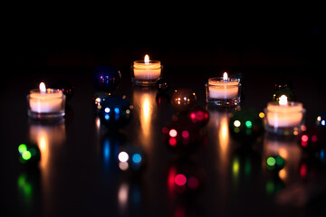 Focus on background with blurry baubles