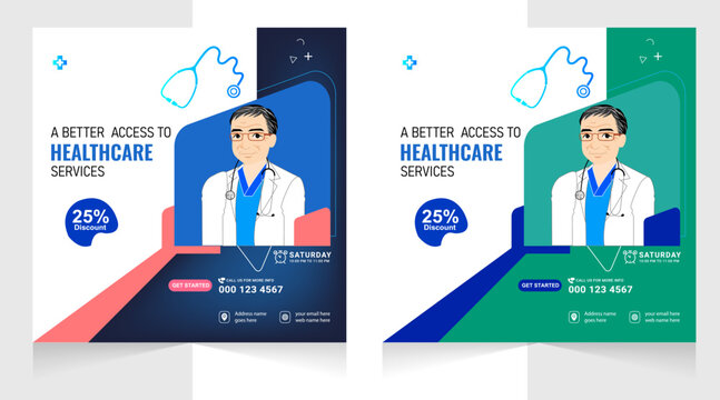 Medical healthcare flyer social media post template. health clinic social media post template.