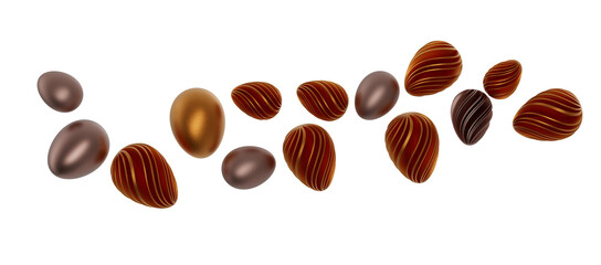 Golden easter eggs and specks, flecks