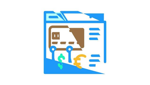 fintech digital card color icon animation