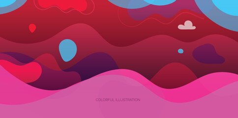 Fototapeta na wymiar vibrant pink purple nature landscape geometric shapes background wallpaper vector illustration design 