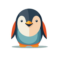 penguin logo mascot in flat cartoon style vector. Cold winter Antarctic bird