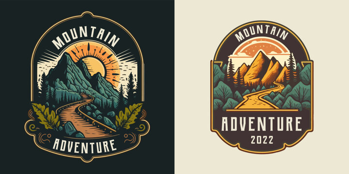 Logo Collection of vintage mountain explorer, hiking, trekking adventure