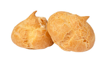 Cake cream puff with custard cream isolated on white background