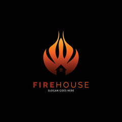 Fire House Icon Vector Logo Template Illustration Design