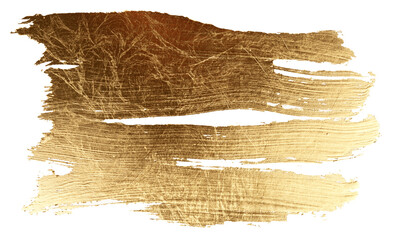 Grunge Gold and bronze glitter color smear painting brushstroke on Png transparent Abstract glow...