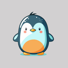 penguin logo mascot in flat cartoon style vector. Cold winter Antarctic bird
