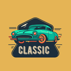 Fototapeta premium vintage classic car retro vector style illustration