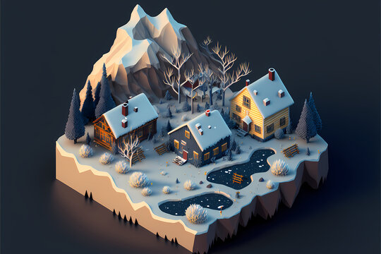 3d rendered illustration of a winter landscape