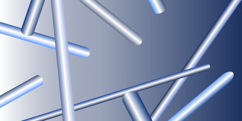 Metallic tubes are scattered. Metallic sheen, gradient. Abstract background, wallpaper. Vector
