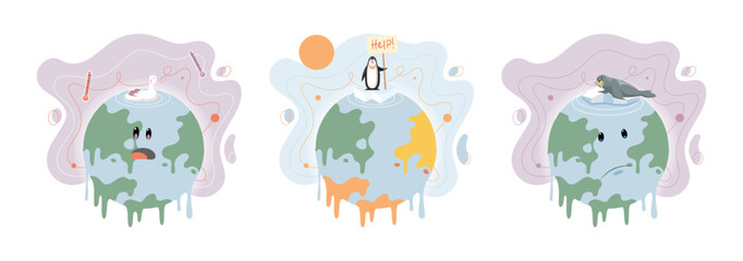 Climate change concept. Global warming design. Nature environment danger, energy business industr, climate change saving planet, air pollution. Temperature rising animal extinction. Environment Day