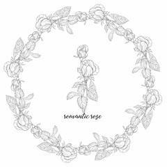 Vector set of flower compositions with rose flowers. Floral wreath. Rose. 1