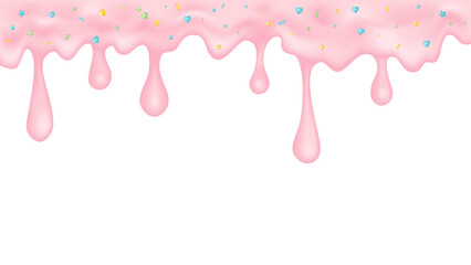 Dripping glaze background. Strawberry liquid sweet flow. Vector illustration.