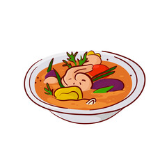 Tasty soup colorful vector illustration tom yum