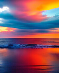 Fototapeta na wymiar Sunset at Hardings Beach at Chatham, Cape Cod