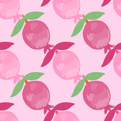 Hand drawn pomegranate fruit seamless pattern. Botanical fruits wallpaper.