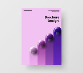 Minimalistic 3D spheres banner layout. Unique journal cover A4 design vector concept.