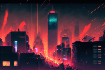 Anime Futuristic city ilustration - Generated by Generative AI