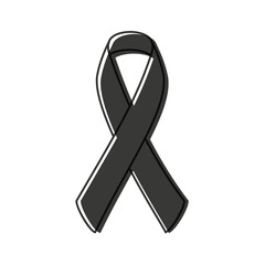 Awareness ribbon. Black outline. Black color. Vector illustration, flat design