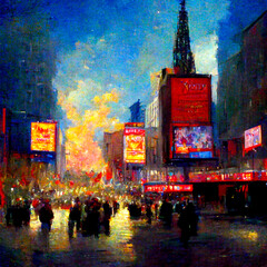 Time Square impressionist painting