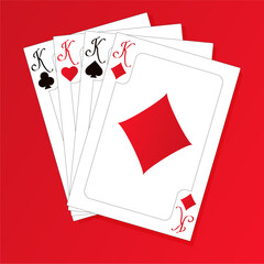 Print 
Playing cards king poker vip on red background