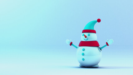 snowman with hat and scarf 3d render