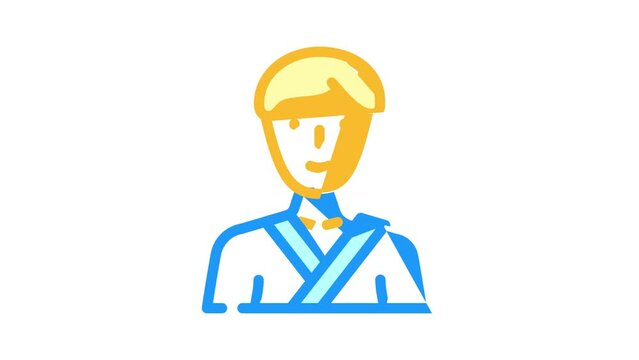 judo, sambo or karate sportsman color icon animation