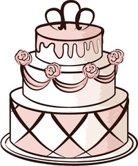 Hand drawn Wedding cake