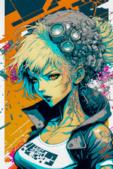 Cyberpunk, Comics, Manga character design, Anime style