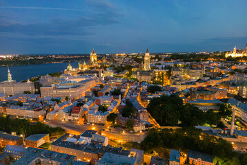 Obraz premium Aerial view of Quebec City port by night