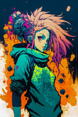 Obraz na płótnie Canvas Cyberpunk, Comics, Manga character design, Anime style