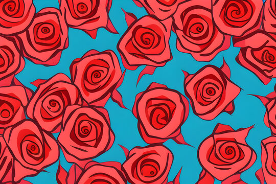 Roses background design created using Generative AI