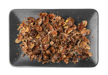 Chestnut Husks Isolated, Edible Sweet Chestnuts Shells, Bio Garbage for Compost, Organic Waste Ingredient
