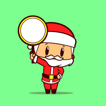 graphic cartoon of Santa Claus holding a circle board