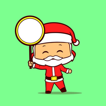 creative cartoon of Santa Claus holding a circle board