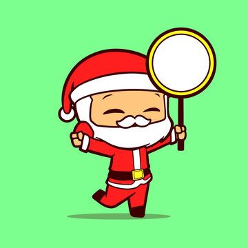 idea character of Santa Claus holding a circle board